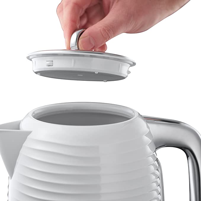 Russell Hobbs 24360 Inspire Electric Kettle, 3000 W Fast Boil, 1.7 Litre, White with Chrome Accents