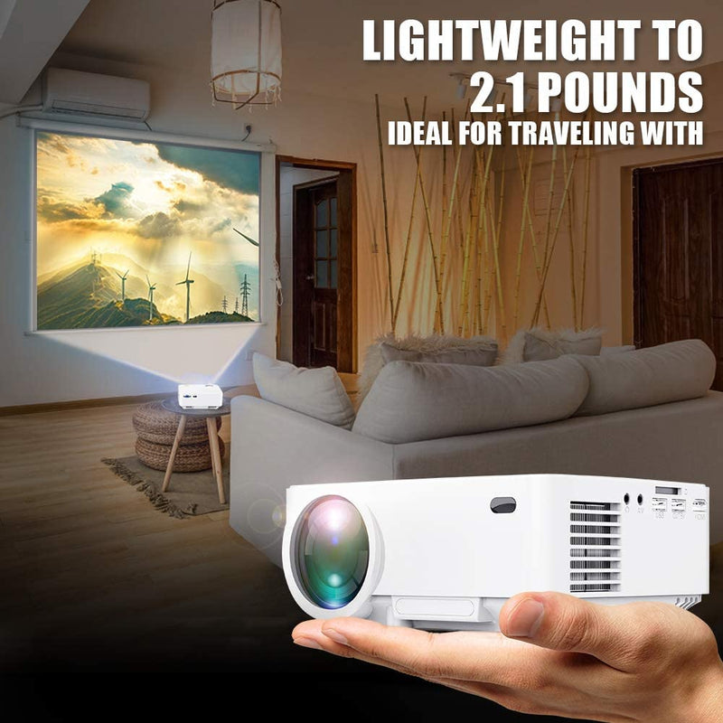 3Stone Upgraded Mini Portable LCD Video Projector with 1080P Supported and Built-in Speakers, Compatible with HDMI, USB, AV, DVD, VGA, Laptop
