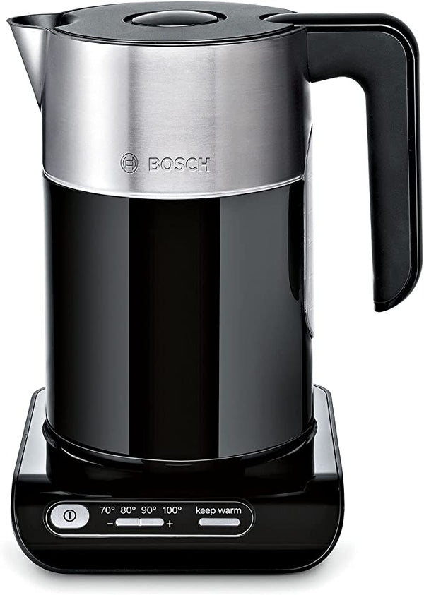 Bosch Styline TWK8633GB Variable Temperature Cordless Kettle, 1.5 Litres, 3000W - Black [Energy Class A]