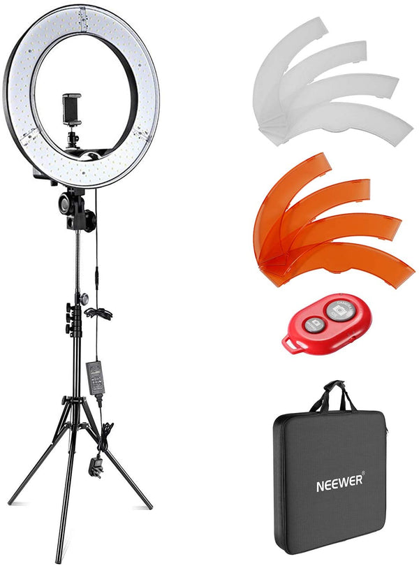 Neewer Camera Photo Video Lighting Kit: 48 centimeters Outer 55W 5500K Dimmable LED Ring Light Stand Bluetooth Receiver for Youtube Video Shooting
