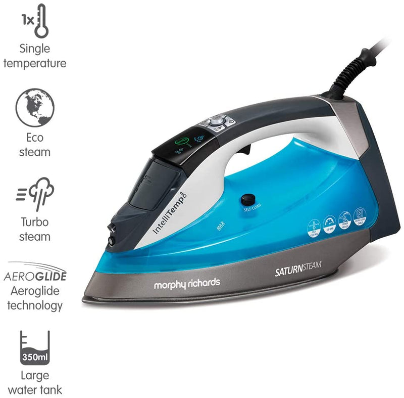 Morphy Richards 305003 Steam Iron with Intellitemp No Burns Guaranteed, 2400 W, 350 milliliters, Blue