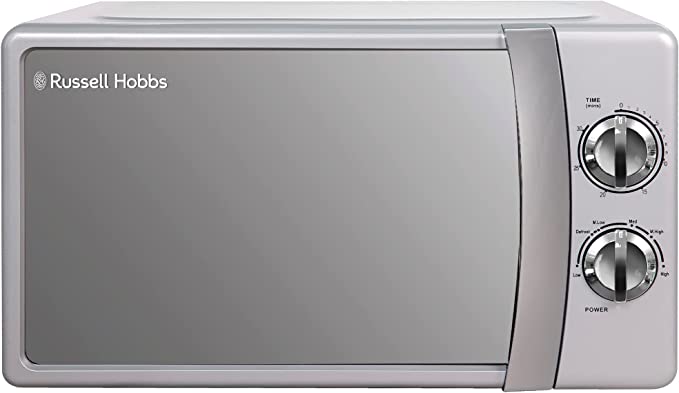 Russell Hobbs RHMM701S 17 Litre 700 W Silver Solo Manual Microwave with 5 Power Levels, Ringer & Timer, Defrost Setting, Easy Clean
