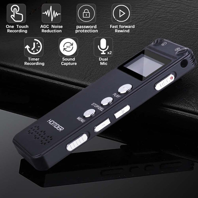 Homder Digital Voice Recorder USB Professional Dictaphone Voice Recorder with MP3 Player, Voice Activated Recorder 8GB