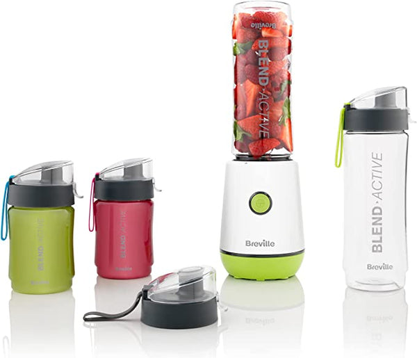 Breville Blend Active Personal Blender & Smoothie Maker 350W | 4 Portable Blend Active Bottles (300ml | 600ml) | Leak Proof Lids [VBL252]