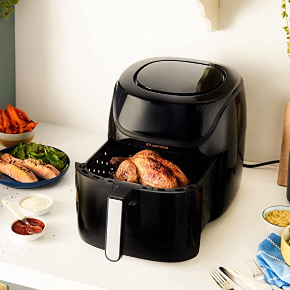 Russell Hobbs 27170 SatisFry Extra Large Air Fryer Oven, Energy Saving with 10 Cooking Functions - Bake, Grill and Dehydrate, 8 Litre Capacity, Black