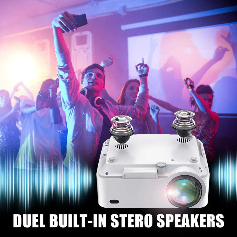 3Stone Upgraded Mini Portable LCD Video Projector with 1080P Supported and Built-in Speakers, Compatible with HDMI, USB, AV, DVD, VGA, Laptop