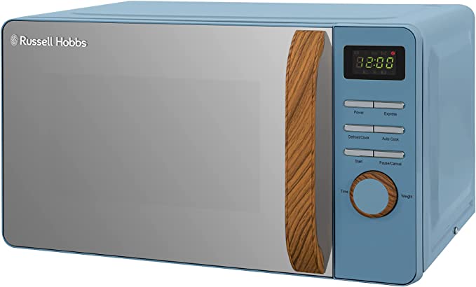 Russell Hobbs RHMD714BL 17 L 700 W Scandi Blue Digital Microwave with 5 Power Levels, Clock & Timer, Automatic Defrost, Easy Clean, 8 Auto Cook Menus