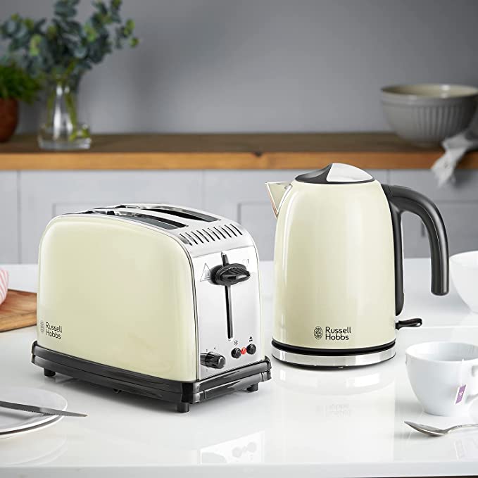 Russell Hobbs 20415 Stainless Steel Electric Kettle, 1.7 Litre, Cream