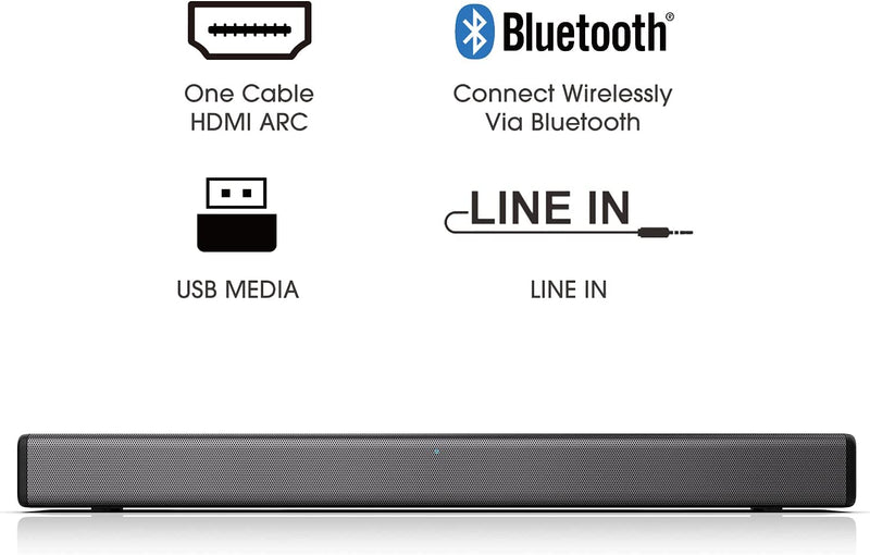 Hisense HS214 Soundbar All-in-one, Wireless Bluetooth, Powerful Bass Built-in, Compact Design, AUX, HDMI, USB, TV, PC Speaker