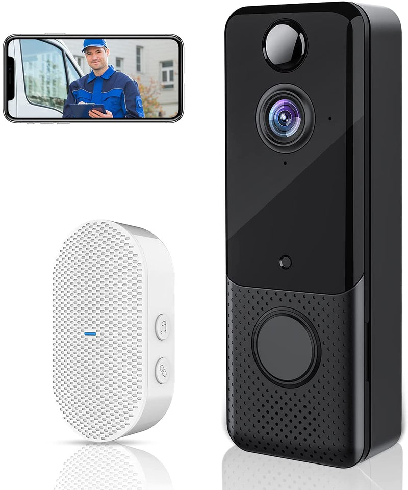 KAMEP Video Doorbell Camera with Chime,1080P, PIR Motion Detection, Two-Way Audio, Night Vision, Free Cloud Storage, IP65 Weatherproof, with Batteries