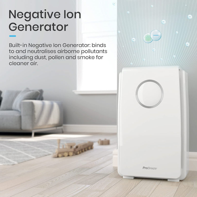 Negative Ion Generator: With the flick of a switch, the ultra-powerful negative ion generator binds to and neutralises airborne pollutants for a cleaner environment