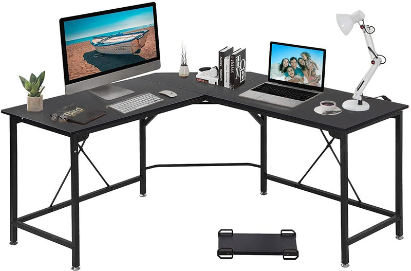 GRANDMA SHARK Corner Desk, L-Shaped Gaming Desk, Computer Desk, PC Desk, Computer Table, Office Desks for Home Working or Study (Black, 140×140×75 cm)