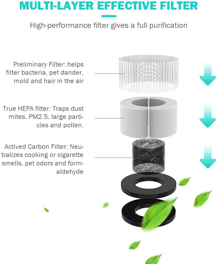 HIMOX Air Purifier for Home Allergies and Pets, True HEPA and Active Carbon Filter