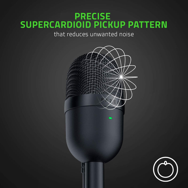 Razer Seiren Mini - USB Condenser Microphone for Streaming (Compact with Supercardioid Polar Pattern, Tiltable Stand, Integrated Shock Absorber)