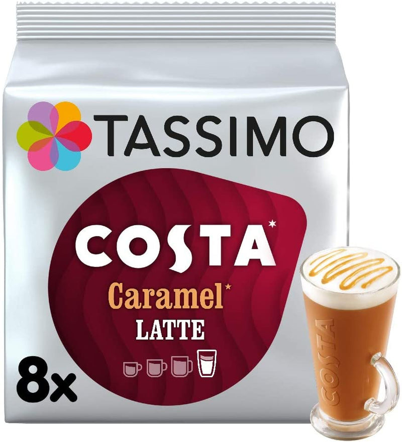 Tassimo Costa Caramel Latte Coffee Pods (Pack of 5, Total of 80 Coffee Capsules)