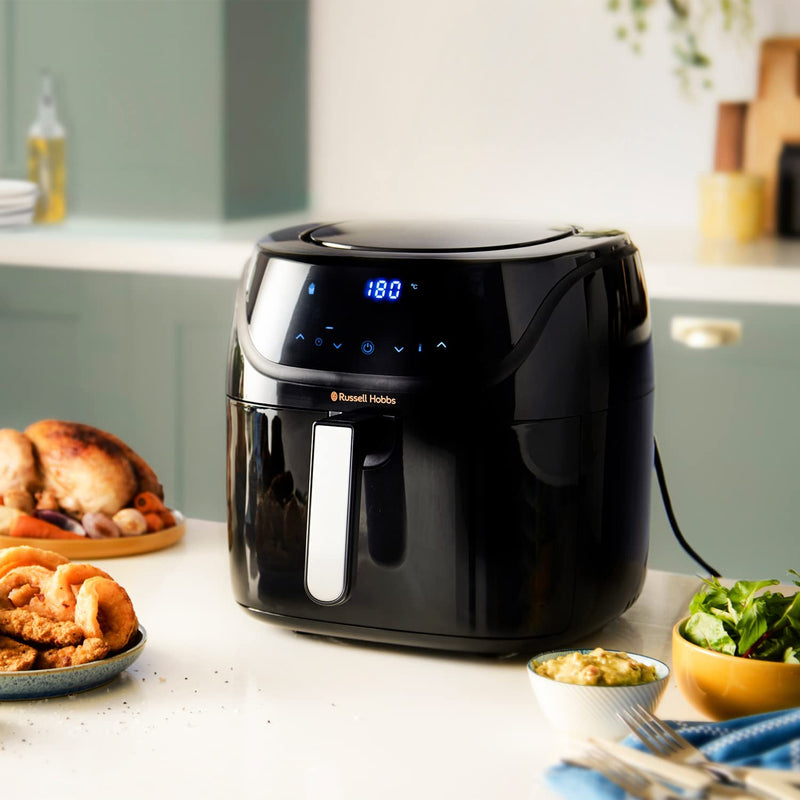 Russell Hobbs 27170 SatisFry Extra Large Air Fryer Oven, Energy Saving with 10 Cooking Functions - Bake, Grill and Dehydrate, 8 Litre Capacity, Black