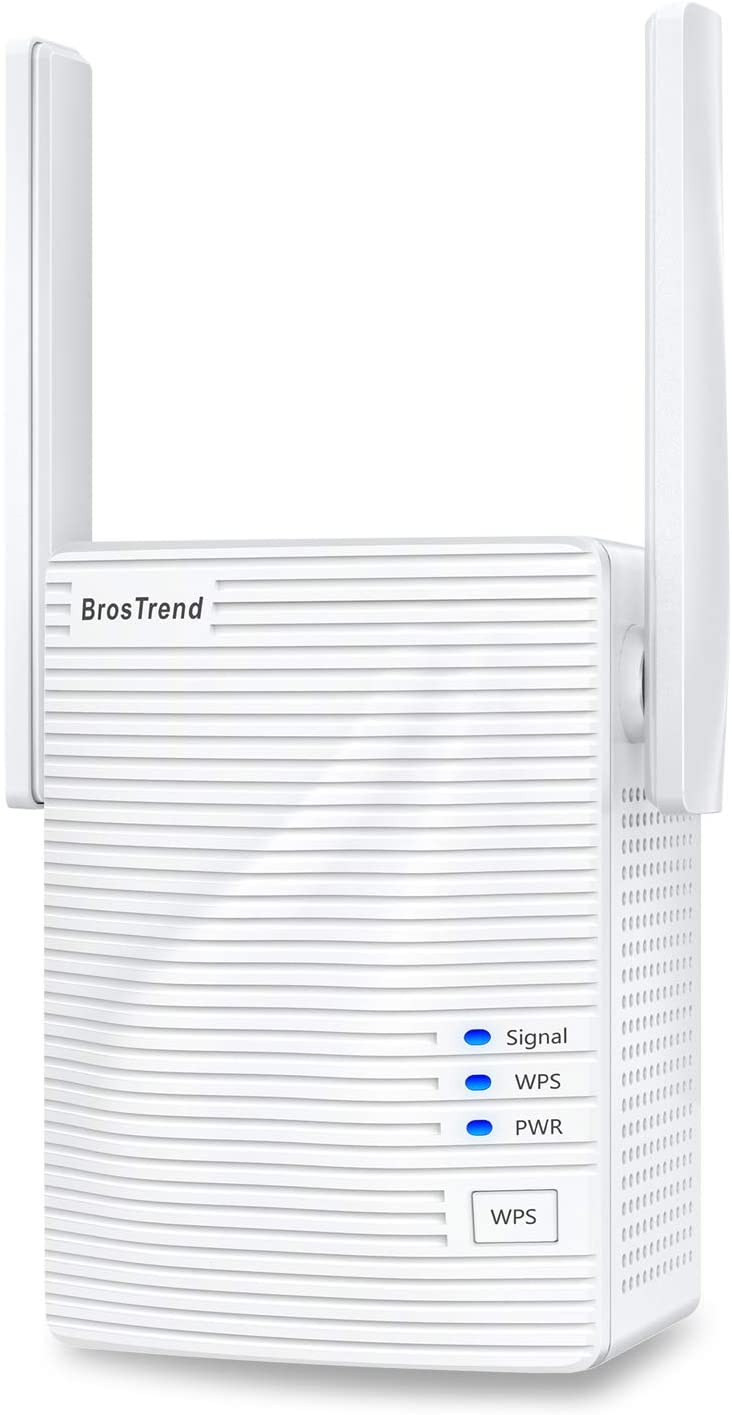 BrosTrend AC1200 WiFi Booster Range Extender, 1200Mbps Wireless Signal Repeater, 1 Ethernet Port, Access Point, Dual Band of 5GHz & 2.4GHz, UK Plug