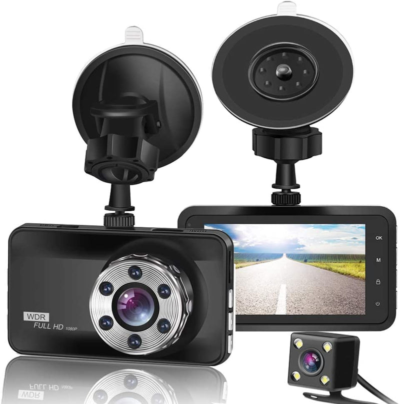ORSKEY Dash Cam Front and Rear 1080P Full HD In Car Camera Dashboard Dashcam 170 Wide Angle HDR with 3.0" LCD Display Night Vision Motion Detection