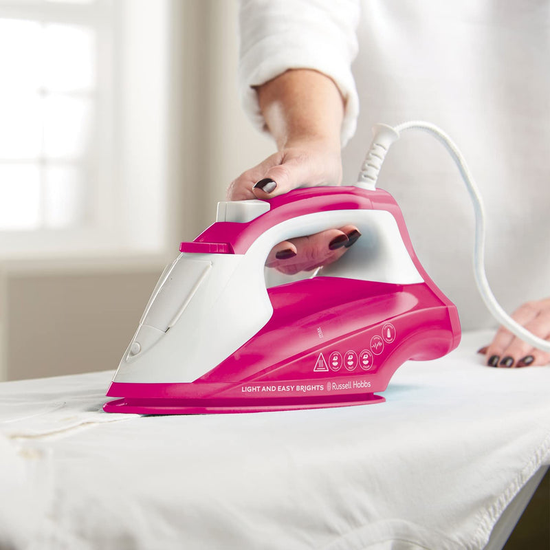 Russell Hobbs 26480 Light and Easy Brights Steam Iron with 2x More Durable Soleplate, 115 Gram Steam Shot and 35 Gram Continuous Steam, Berry