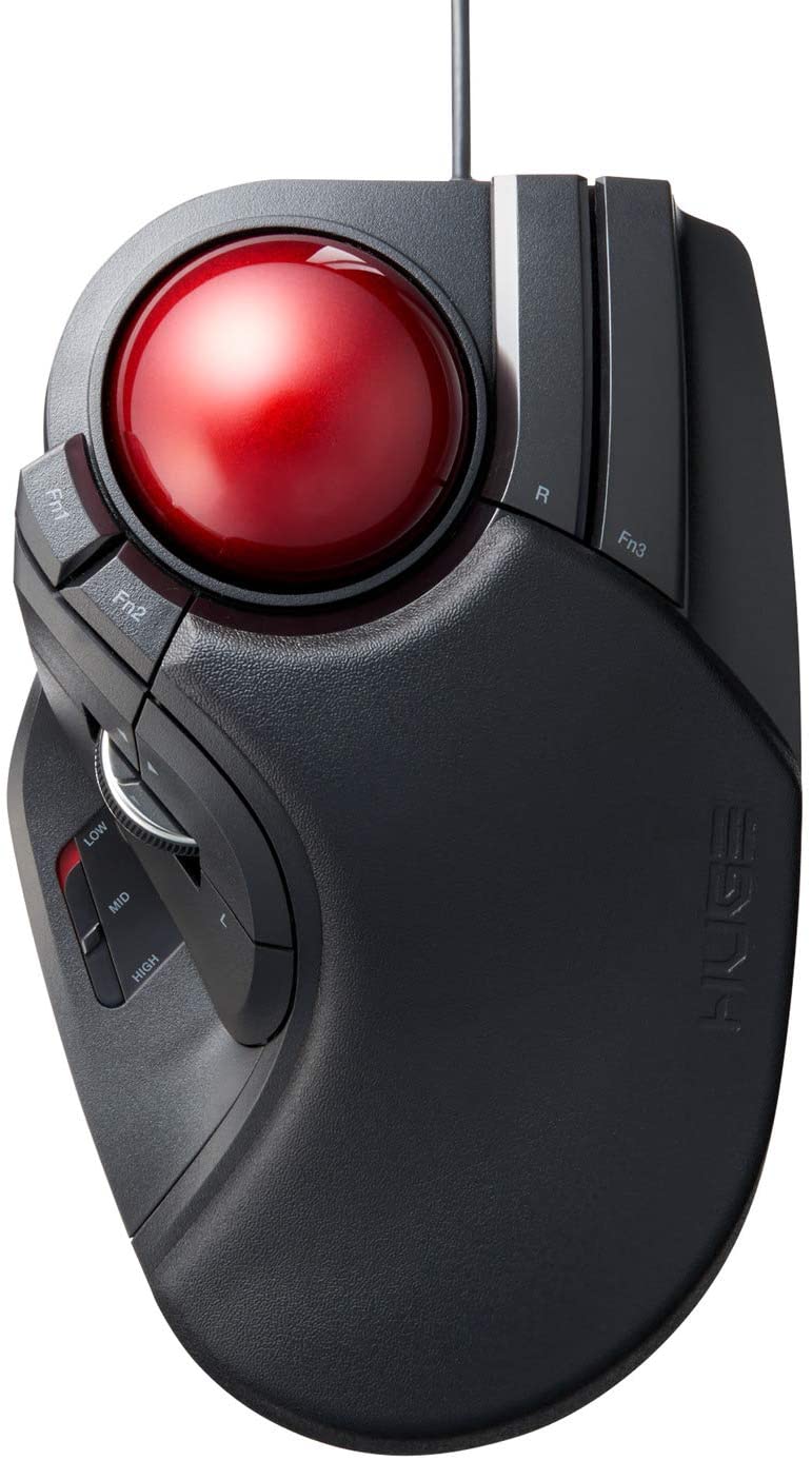 ELECOM Wired Finger-operated Large size Trackball Mouse 8-Button Function (M-HT1URBK)