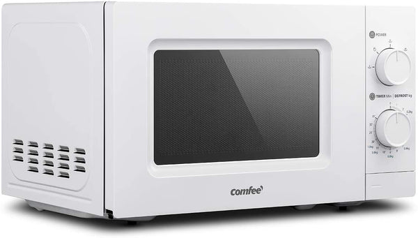 COMFEE' 700w 20L Microwave Oven with 5 Cooking Power Levels, Easy Defrost Function, and Kitchen Timer - Fashionable White - CM-M202GSF