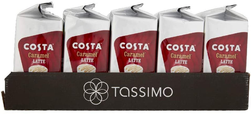 Tassimo Costa Caramel Latte Coffee Pods (Pack of 5, Total of 80 Coffee Capsules)