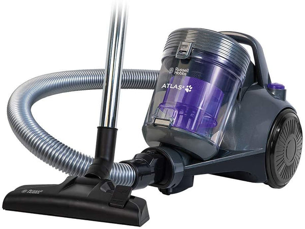 Russell Hobbs RHCV3601 ATLAS2 PET 2.5L Cylinder Vacuum, Grey & Purple, 700 W, 2.5 liters, 77.5 Decibeles
