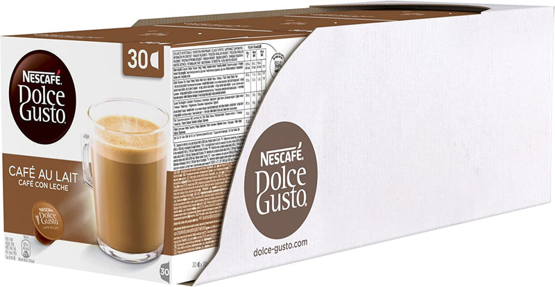 Nescafe Dolce Gusto Café Au Lait Coffee Pods (Pack of 3, Total 90 Capsules)
