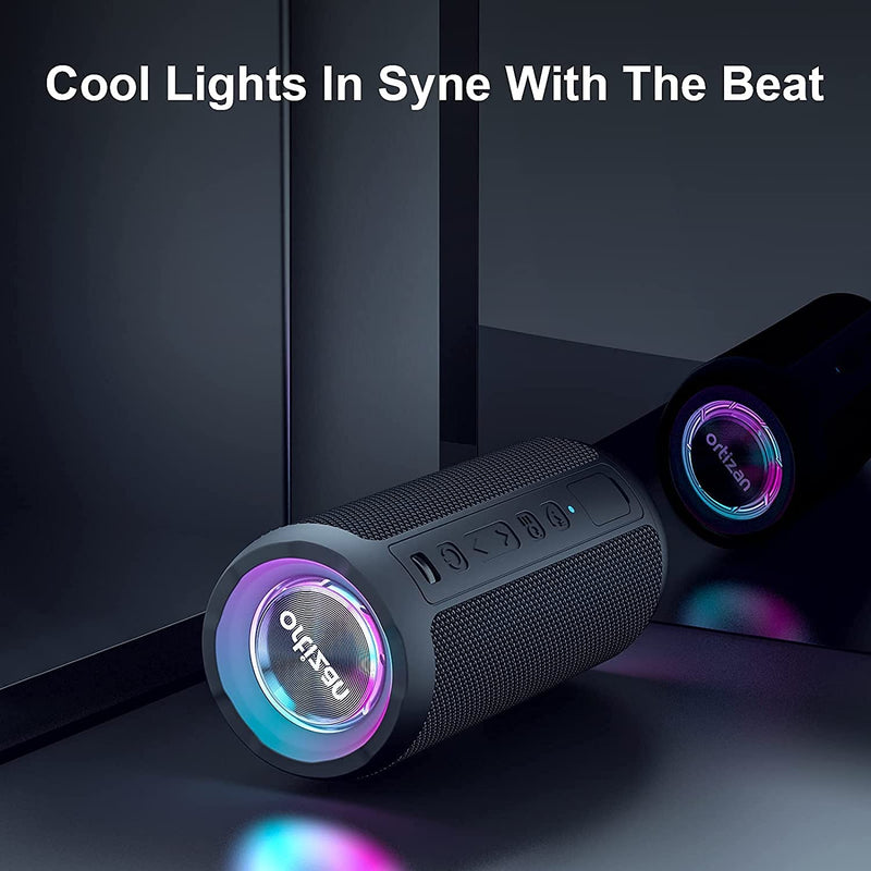Ortizan Bluetooth Speaker, Portable Wireless Speakers With Led Light, Louder Volume & Enhanced Bass, IPX7 Waterproof