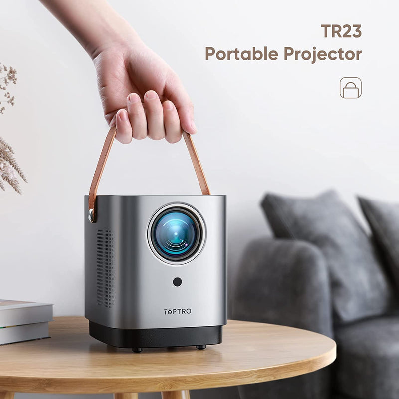 TOPTRO Portable Projector Support Full HD 1080P, 8000 Lumens, 5G WiFi Bluetooth with Touch Screen Buttons Compatible with Smartphone, TV Stick, PS4