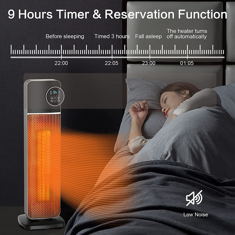 The fan heater can swing and oscillate 60° make larger wind blowing range, it will drive away chill and keep you staying warm and comfortable in every corner of your room during those frigid days! Fit for use in bedroom, livingroom and office, etc,.