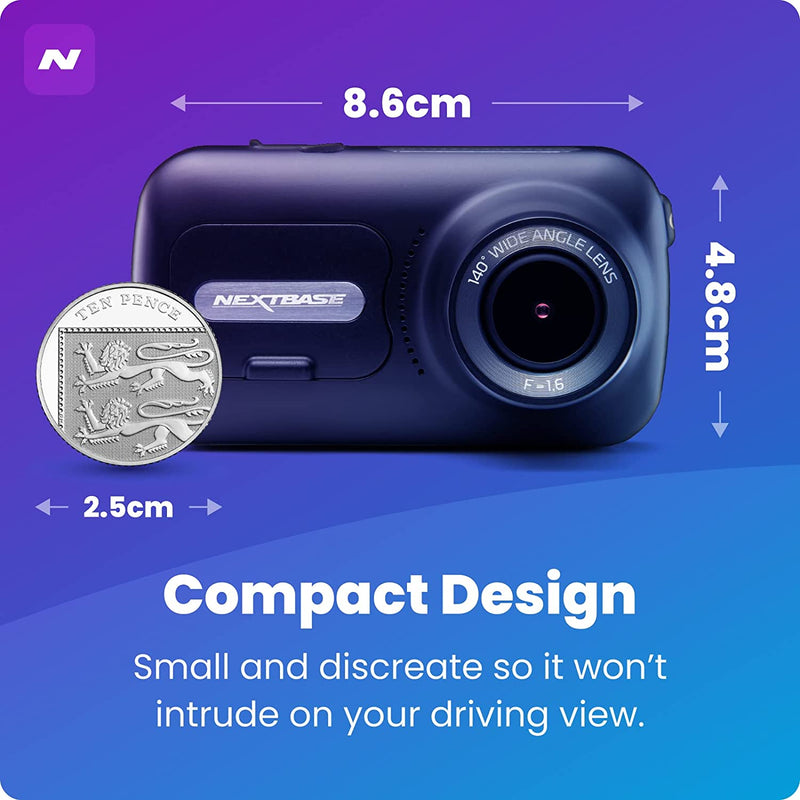 Nextbase 322GW Dash Cam Full 1080p/60fps HD Recording In Car DVR Camera, 140° Front, Wi-fi, GPS, Bluetooth, Night Vision, Auto Loop Records, SOS Alert