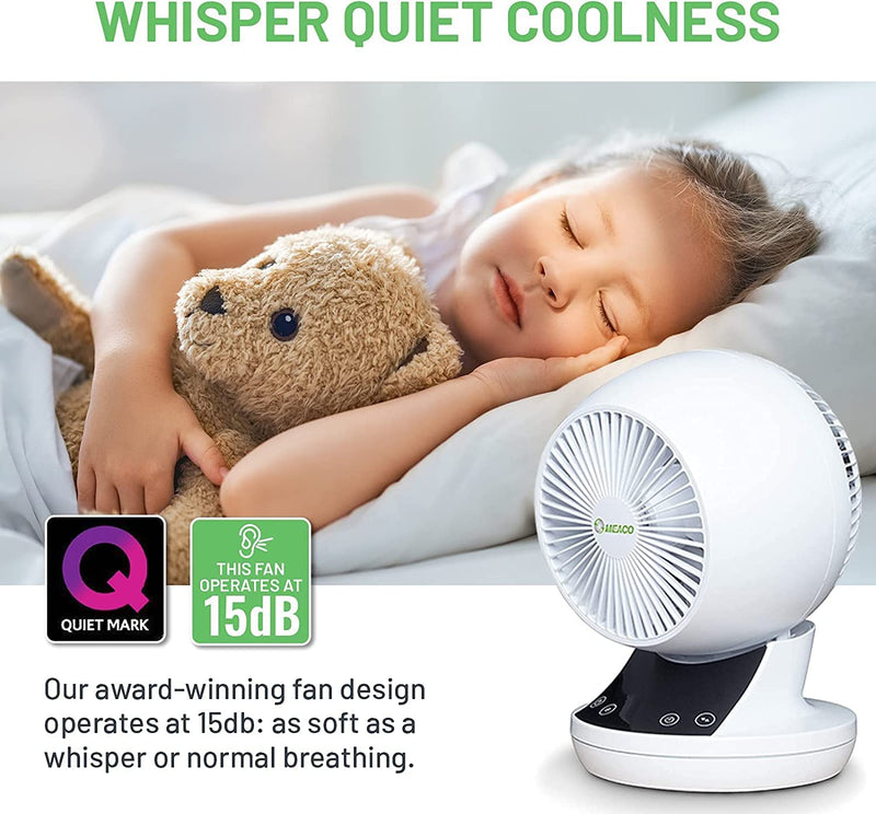 Meaco MeacoFan - Air Circulator Award-winning, super-quiet, energy-efficient desk fan for bedroom and general home use (360 with bag)