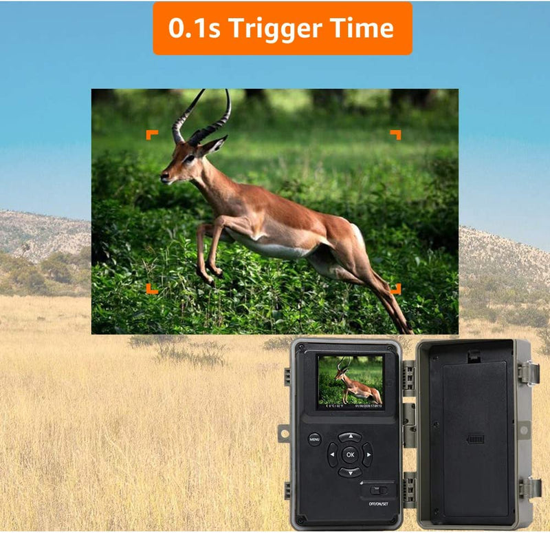 GardePro A3S Wildlife Camera (2022), 32MP 1296p, Trail Camera with H.264 Video, 100ft No Glow Night Vision, 0.1s Trigger Speed Motion Activated