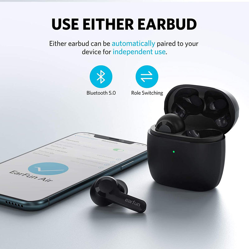 EarFun Wireless Earbuds Air Bluetooth Headphones with 4 Mics ENC, IPX7 Waterproof, Wireless Fast Charge, 35H Playtime