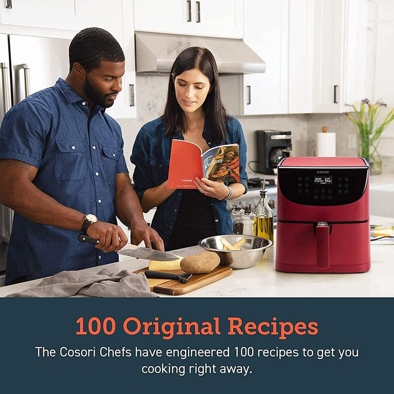 COSORI Air Fryer Oven with 100 Recipes Cookbook, XL 5.5 L, 1700 Watt, Digital Touchscreen with 11 Presets, Oil Free Hot Cooker, Nonstick Basket Red