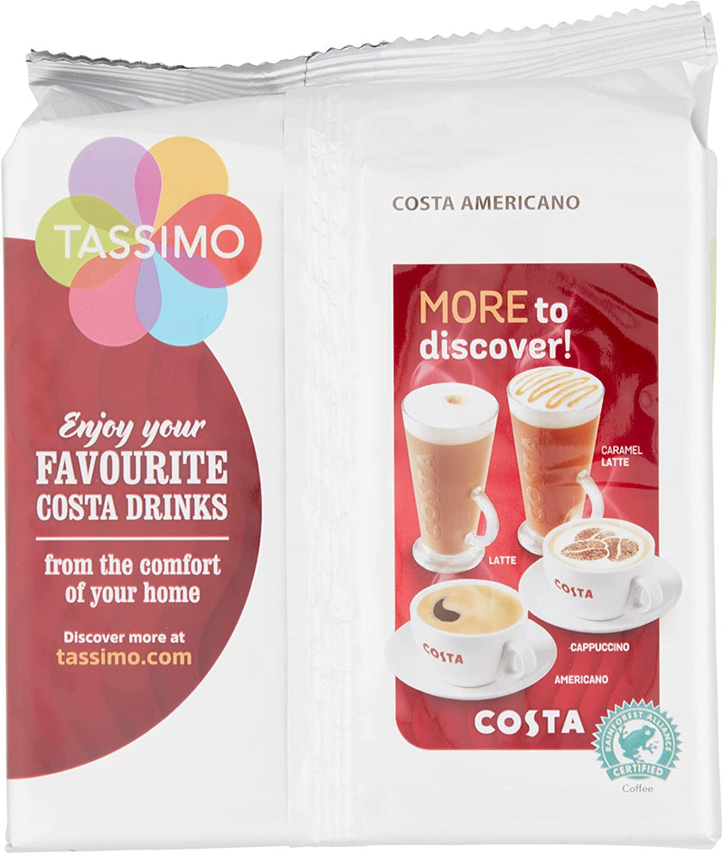 Tassimo Costa Americano Coffee Pods (Pack of 5, Total of 80 Coffee Capsules)