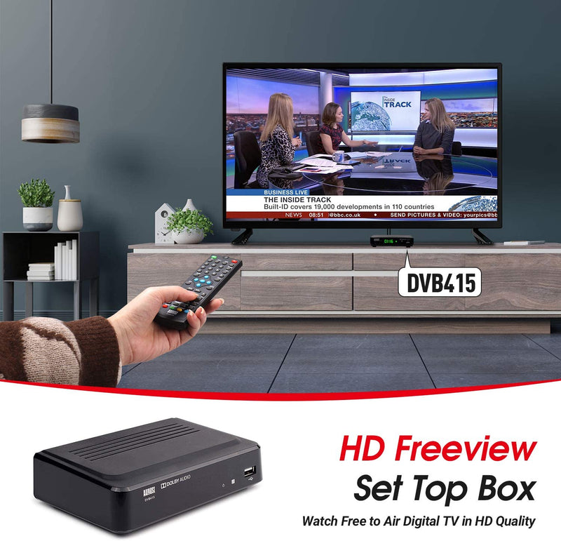 Freeview Set Top Box Recorder - August DVB415 - 1080P Freeview HD Recorder HDMI and Scart Set-Top Box Receiver Digital TV Receiver with Multimedia Player PVR for Recording