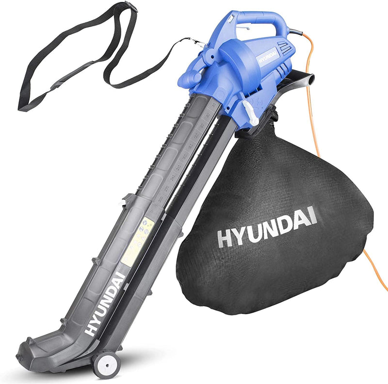 Hyundai 3-in-1 Leaf Blower, 3000W Garden Vacuum & Mulcher, 45 Litre Collection Bag with 12m Cable and 3 Year Warranty