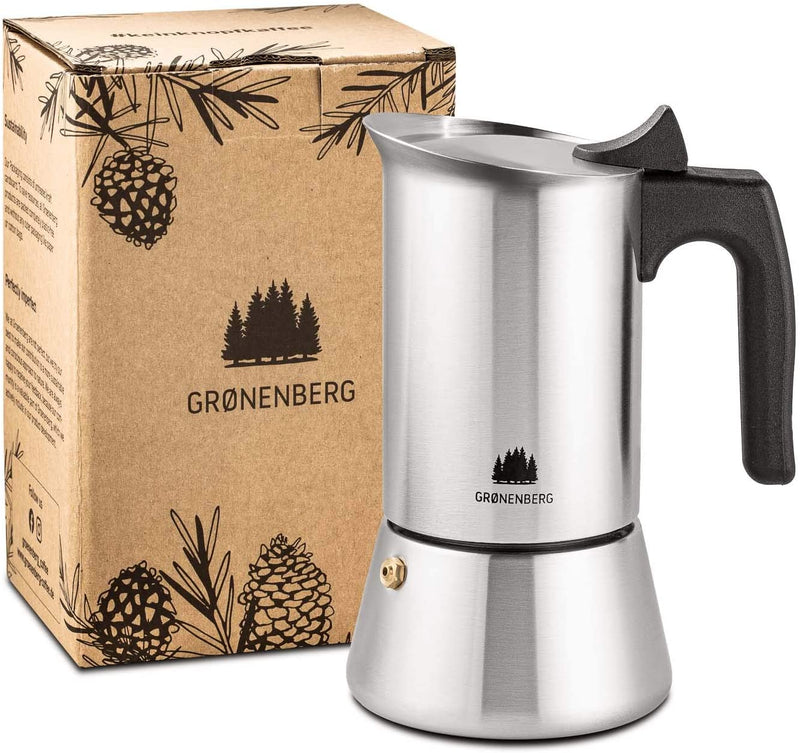 Groenenberg Espresso Maker Moka Pot Induction 4 Cup stovetop Coffee Maker 200ml