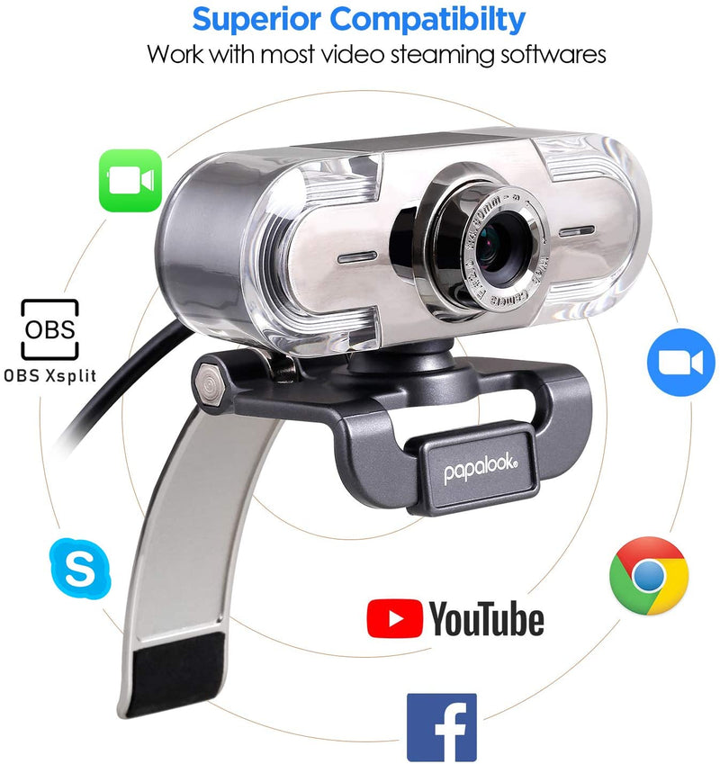 PAPALOOK Webcam 1080P Full HD PC Skype Camera, PA452 Web Cam with Microphone, Video Calling and Recording, Plug and Play USB Camera for YouTube, Zoom