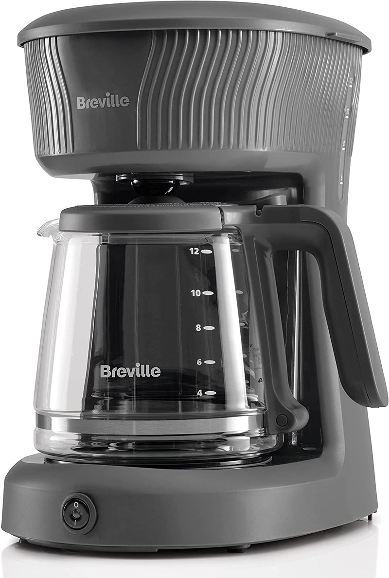 Breville Flow Filter Coffee Machine | 12 Cup Capacity Glass Coffee Jug | Auto Pause and Keep Warm Functions | Slate Grey [VCF139]
