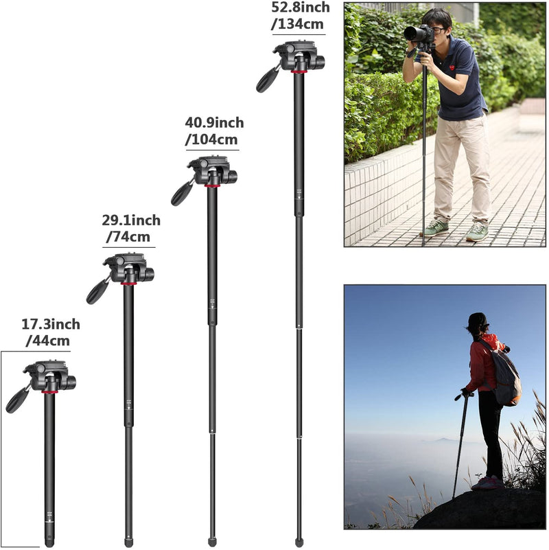 Neewer Portable 70 inches/177 centimeters Aluminium Alloy Camera Tripod Monopod with 3-Way Swivel Pan Head, Load 8.8lbs/4kg Red (SAB264)