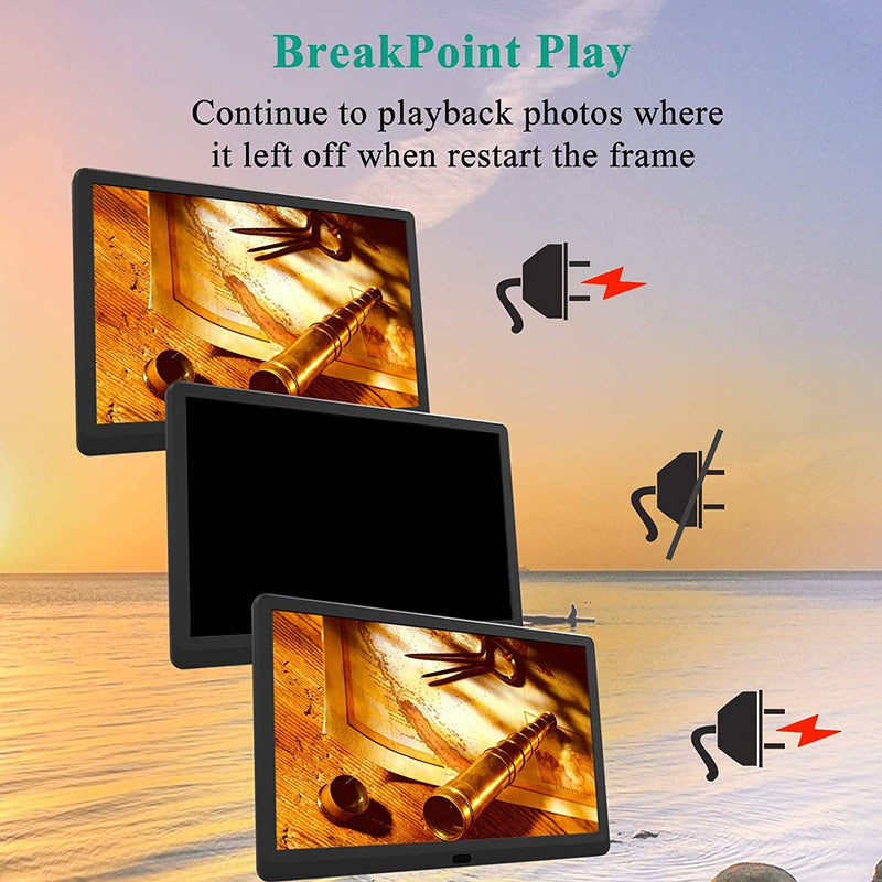 Digital Photo Frame 10 inch, 1920x1080 FHD Digital Picture Frame IPS Display, Photo/Music/Video Player, Alarm Auto On/Off Timer, Remote Control