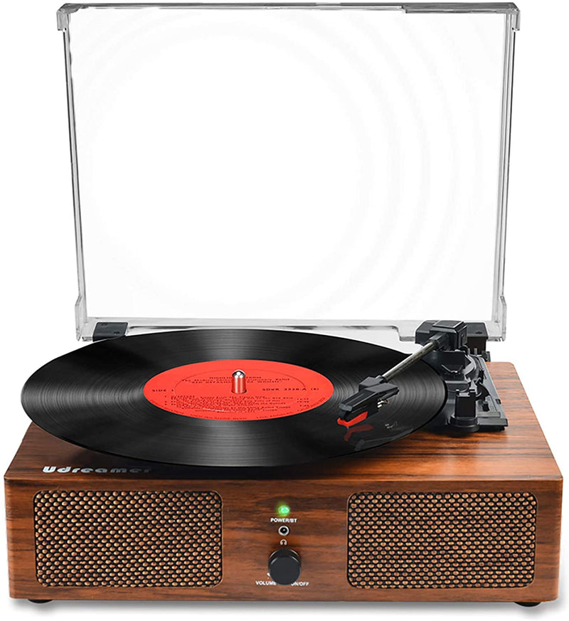 Vinyl Record Player Bluetooth Turntable with Built-in Speakers and USB Belt-Driven Vintage Phonograph Record Player for Entertainment and Home