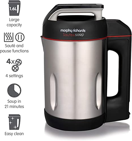 Morphy Richards Saute and Soup Maker 501014 Brushed Stainless Steel Soup Maker