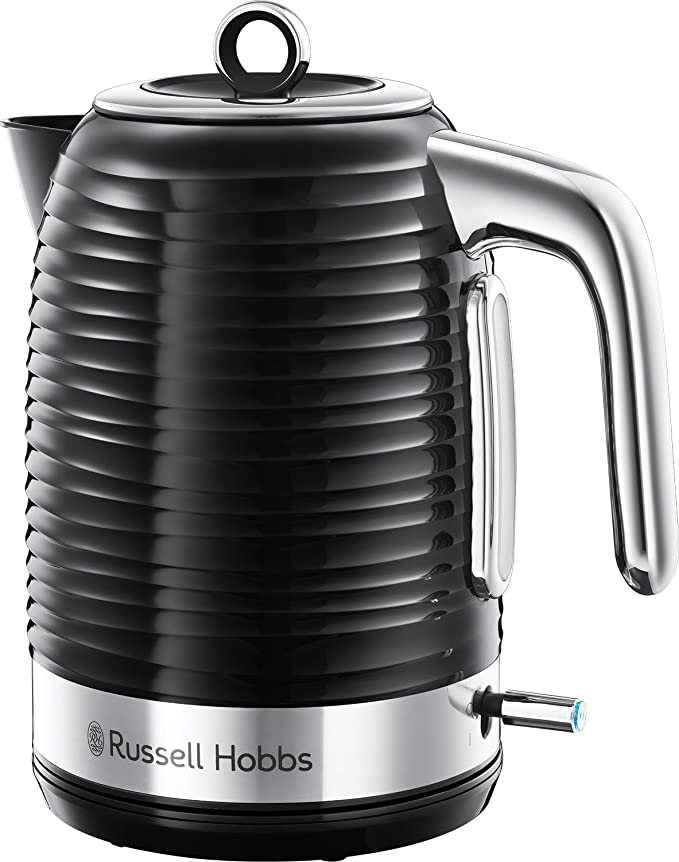 Russell Hobbs 24361 Inspire Electric Fast Boil Kettle, 3000 W, 1.7 Litre, Black with Chrome Accents