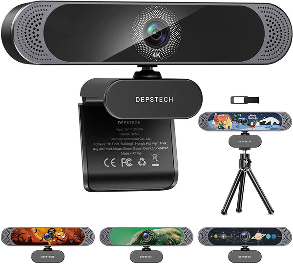 DEPSTECH 4K Webcam with Microphone Autofocus HD Webcam with Sony Sensor and Privacy Cover, Plug and Play 8MP USB Webcam for Zoom, Skype, Facetime
