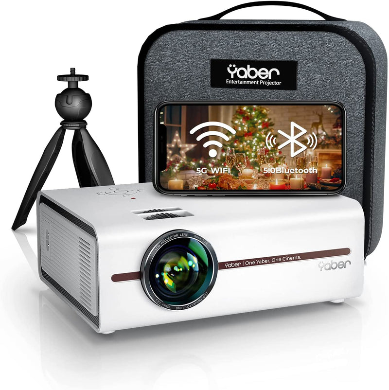 YABER V5 Mini Projector, 5G WiFi Bluetooth 1080P Full HD Supported , 7000L Lumen (Bag and Tripod included)
