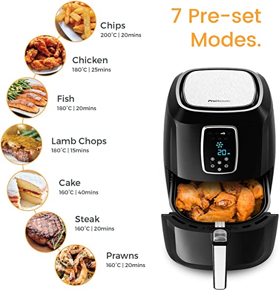 Pro Breeze 5.5L Air Fryer - XXL 1800W Air Fryer with Digital Display, Timer & Adjustable Temperature Control for Healthy Oil Free & Low Fat Cooking
